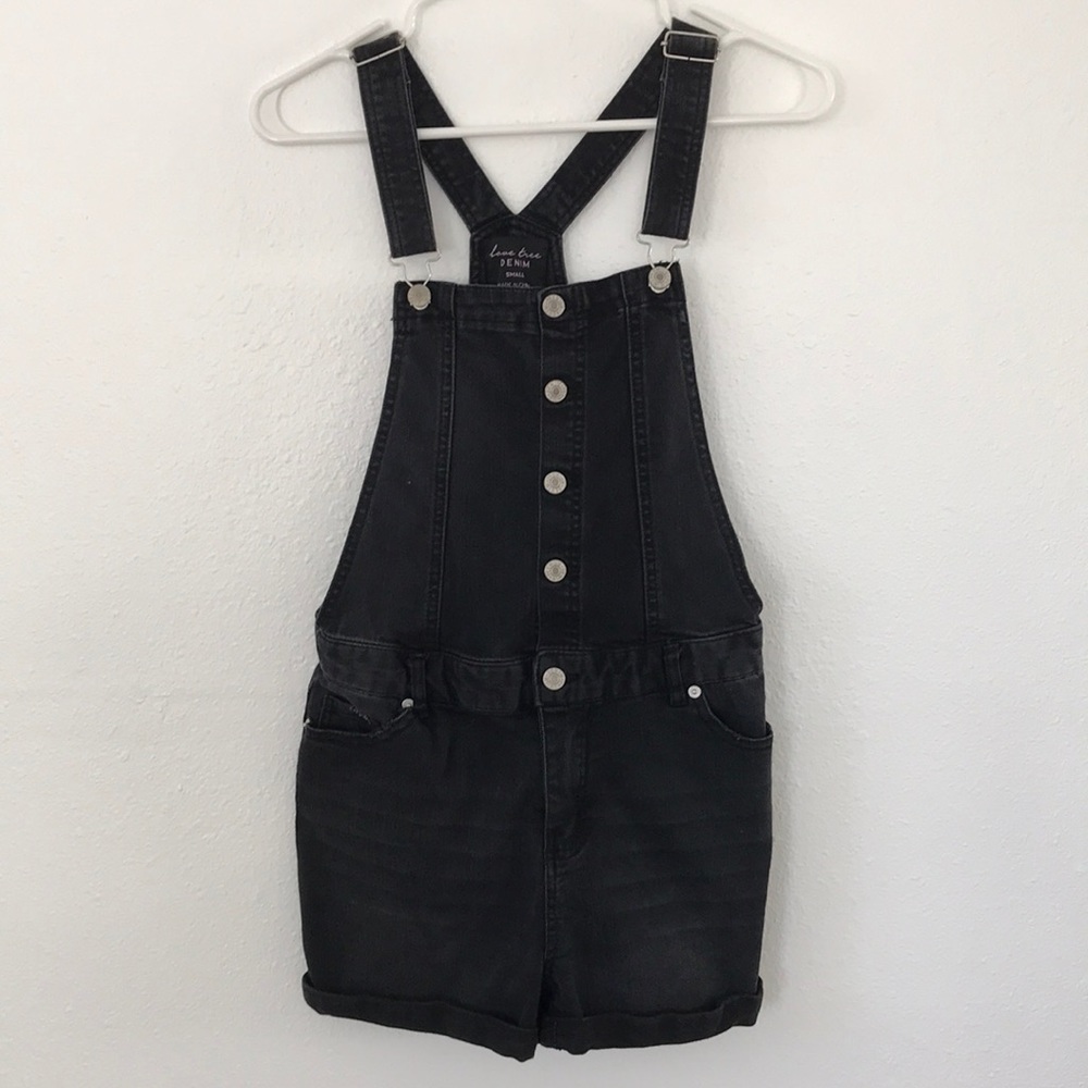 black denim shorts overalls